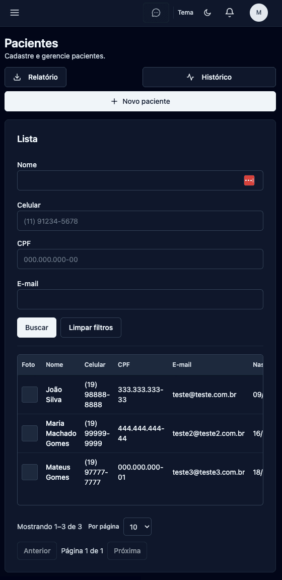 Doctor Next no celular: cadastro de paciente